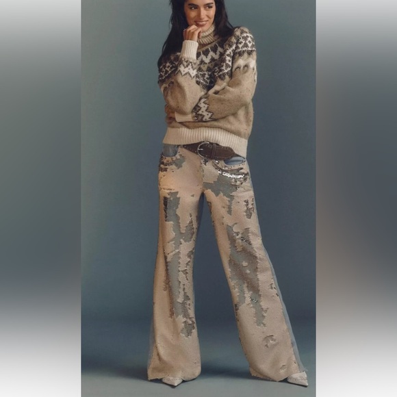 Pilcro by Anthropologie High Waisted Sequin Skater Jean - Picture 5 of 13